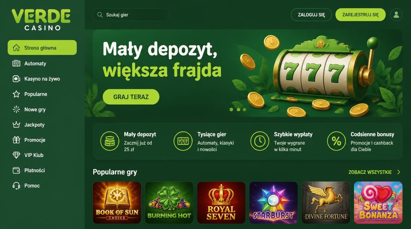 Bonus Verde Casino lepiej działa przy małym budżecie ilustruje spokojną grę, niski depozyt i symboliczną satysfakcję